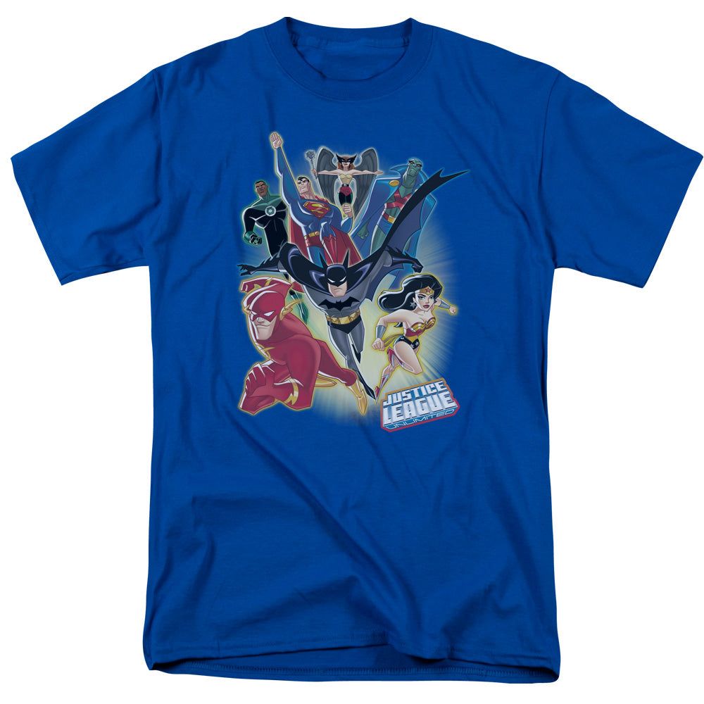 Justice League Unlimited Mens T Shirt Royal Blue Retro Pop Classics