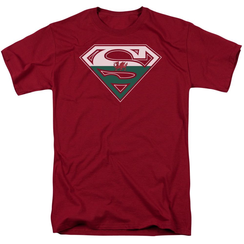 Superman Welsh Shield Mens T Shirt Cardinal Retro Pop Classics