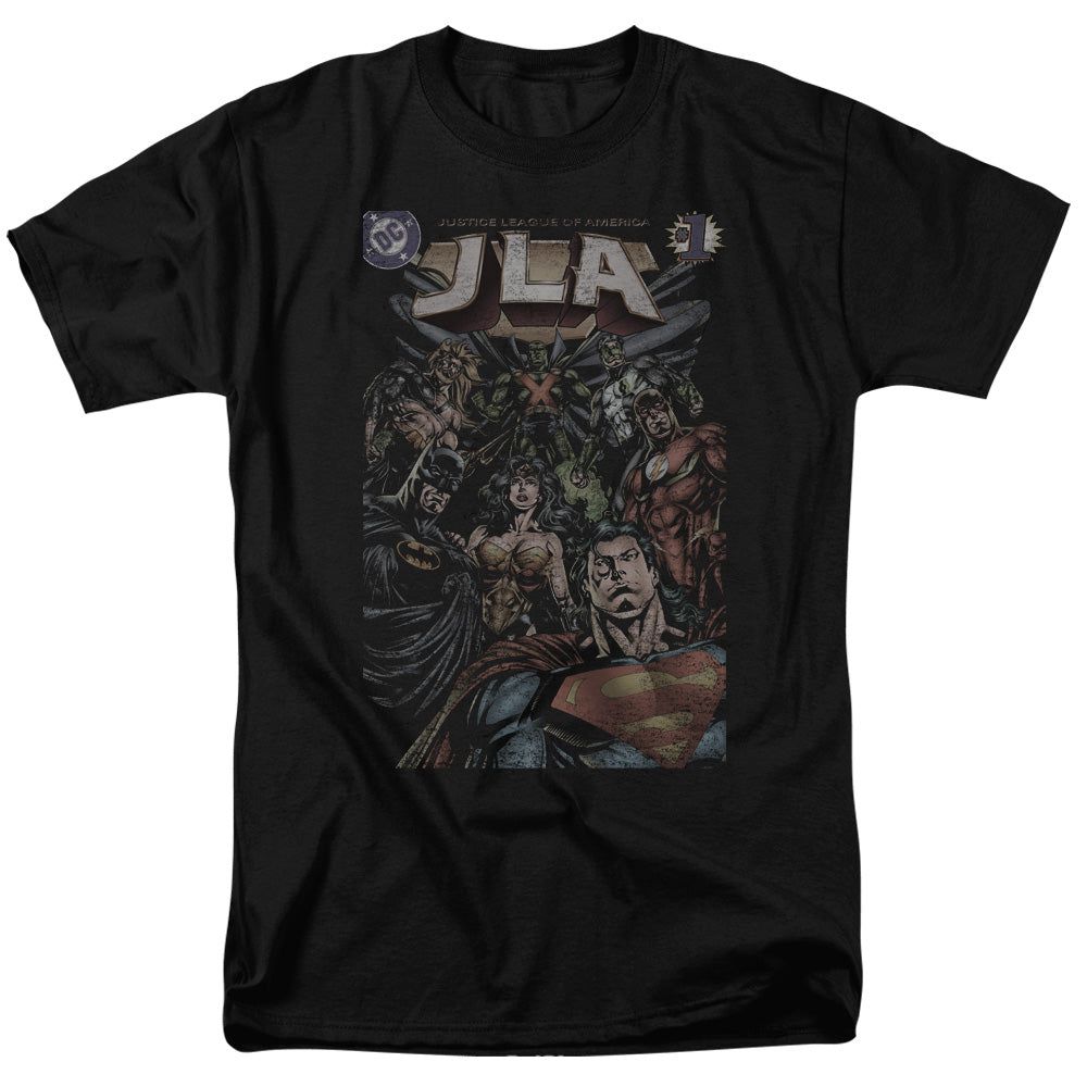 Justice League #1 Cover Mens T Shirt Black Retro Pop Classics