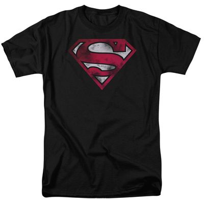 Superman War Torn Shield Mens T Shirt Black Retro Pop Classics