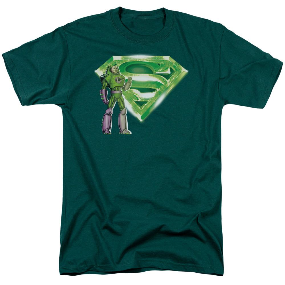 Superman Lex &amp; Kryptonite Logo Mens T Shirt Hunter Green Retro Pop Classics