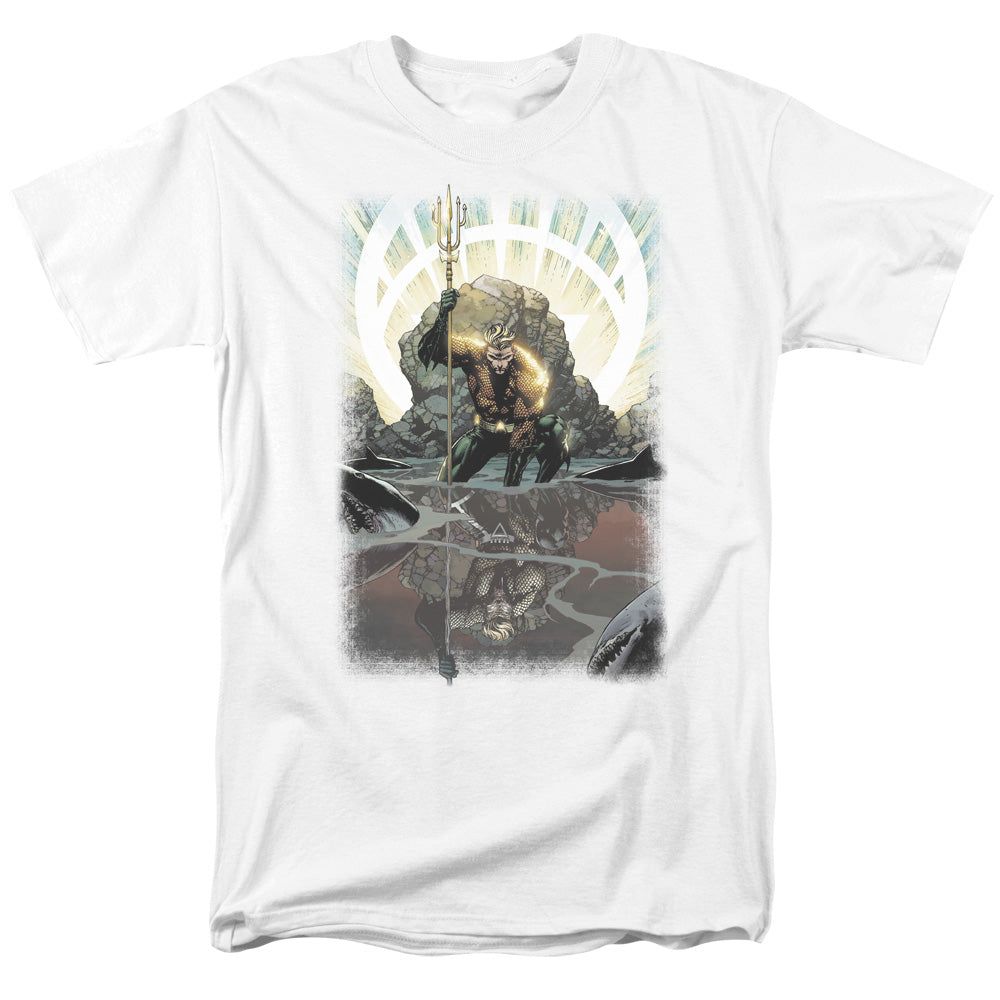 Justice League of America Brightest Day Aquaman Mens T Shirt White Retro Pop Classics