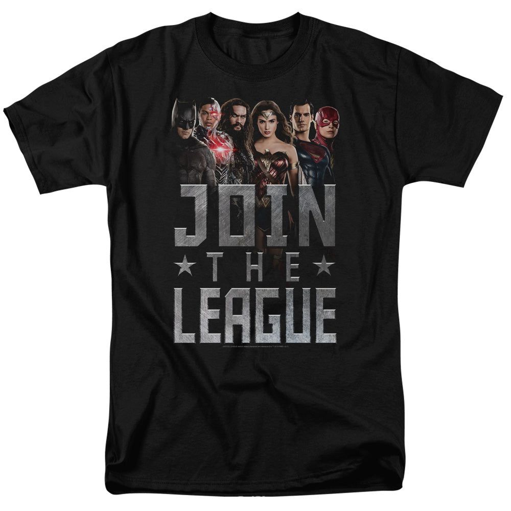 Justice League Movie Join The League Mens T Shirt Black Retro Pop Classics