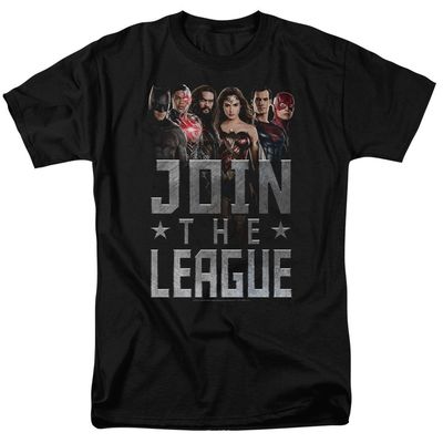 Justice League Movie Join The League Mens T Shirt Black Retro Pop Classics