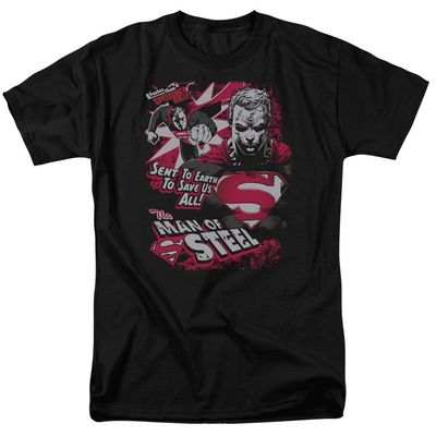Superman Save Us All Mens T Shirt Black Retro Pop Classics