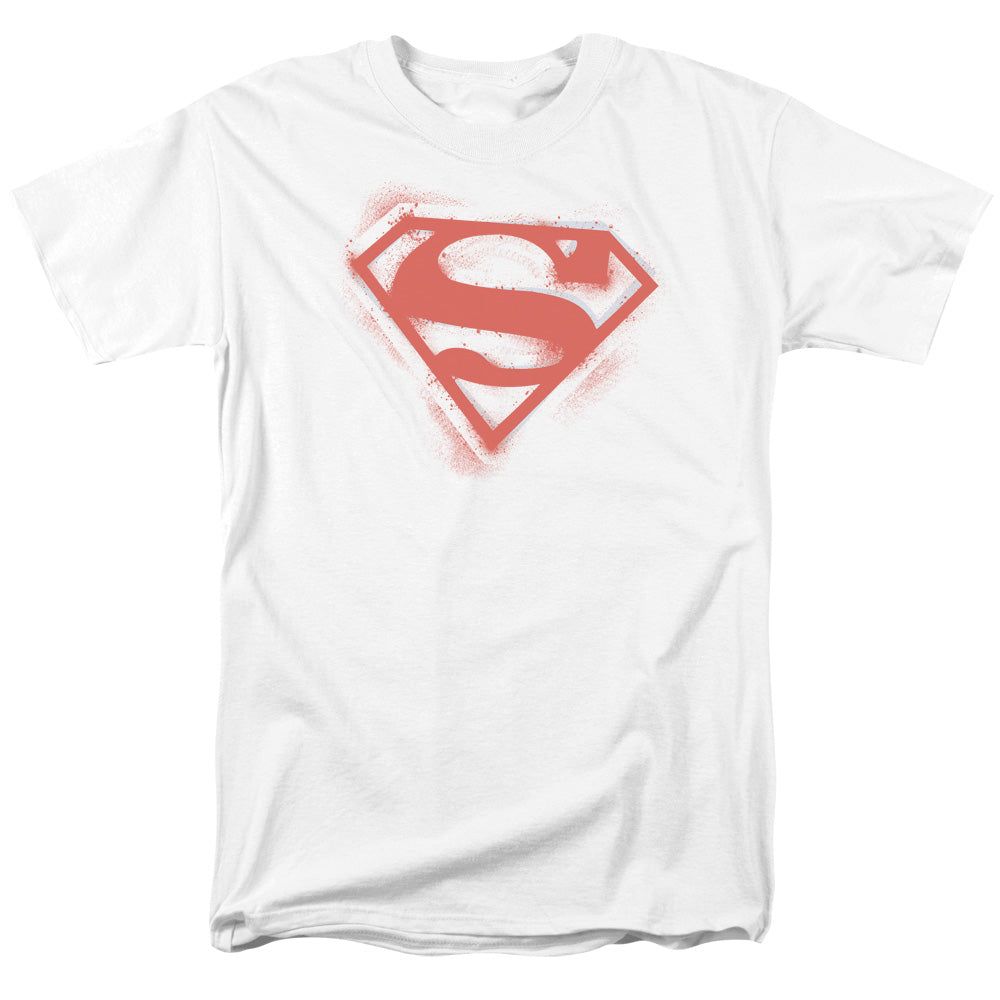 Superman Spray Paint Shield Mens T Shirt White Retro Pop Classics