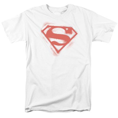 Superman Spray Paint Shield Mens T Shirt White Retro Pop Classics