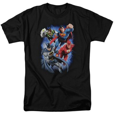 Justice League Storm Makers Mens T Shirt Black Retro Pop Classics