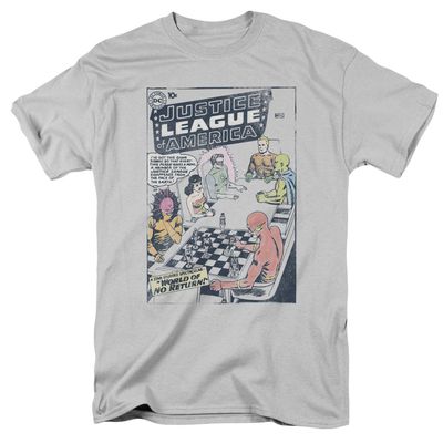 Justice League World of No Return Mens T Shirt Silver Retro Pop Classics