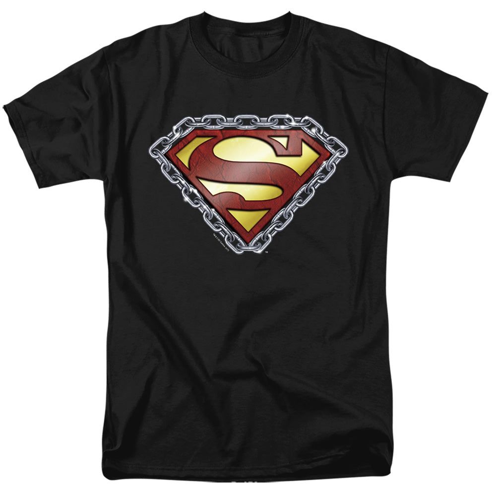 Superman Chained Shield Mens T Shirt Black Retro Pop Classics