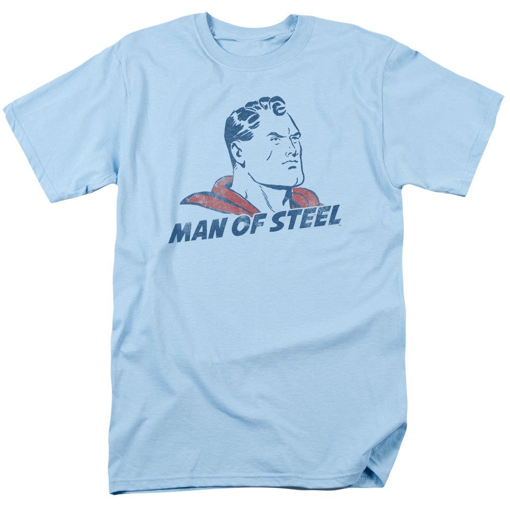 Superman The Man Mens T Shirt Light Blue Retro Pop Classics