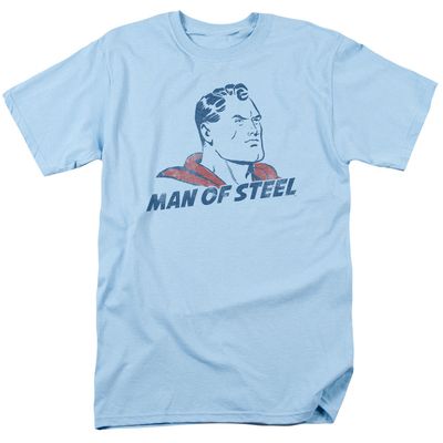 Superman The Man Mens T Shirt Light Blue Retro Pop Classics