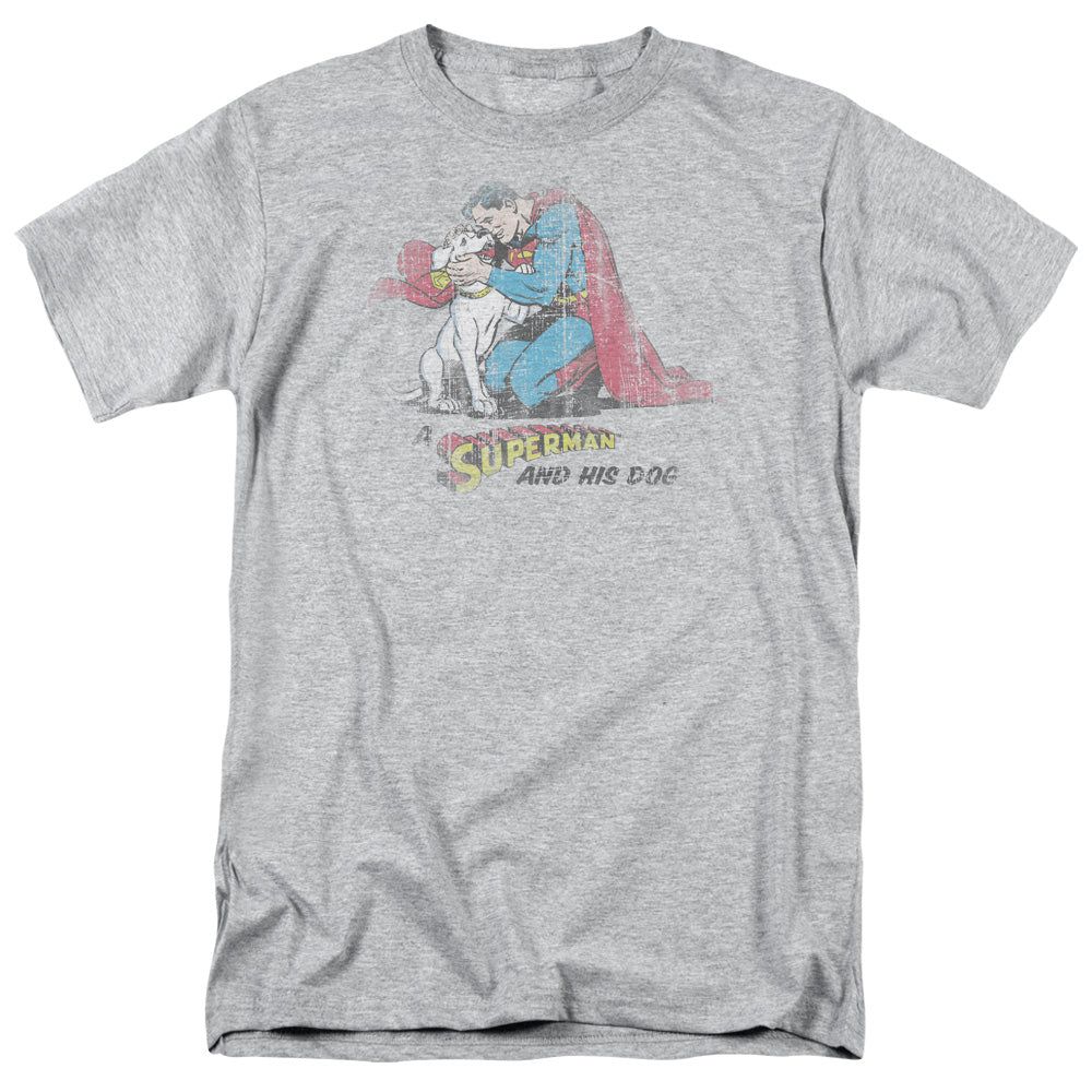 Superman And His Dog Mens T Shirt Athletic Heather Retro Pop Classics