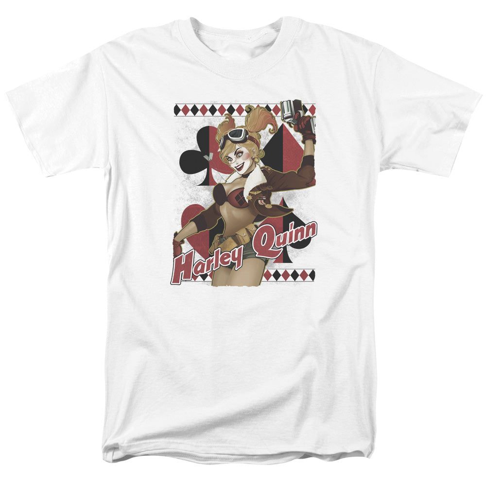 Justice League Harley Bombshell Mens T Shirt White Retro Pop Classics