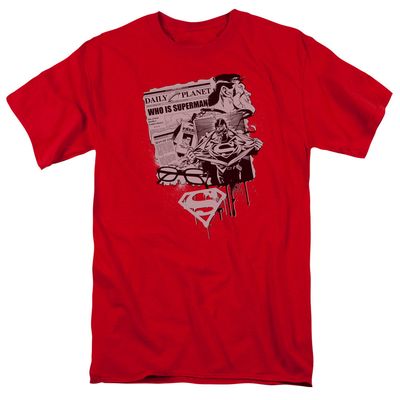 Superman Identity Mens T Shirt Red Retro Pop Classics