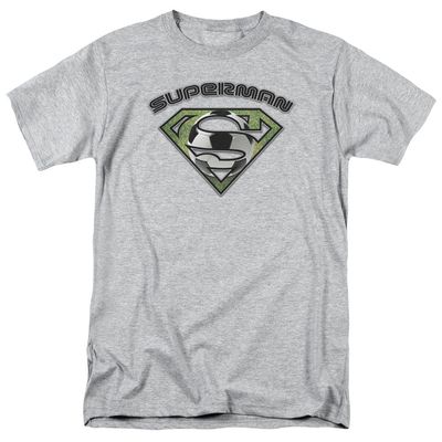 Superman Soccer Shield Mens T Shirt Athletic Heather Retro Pop Classics