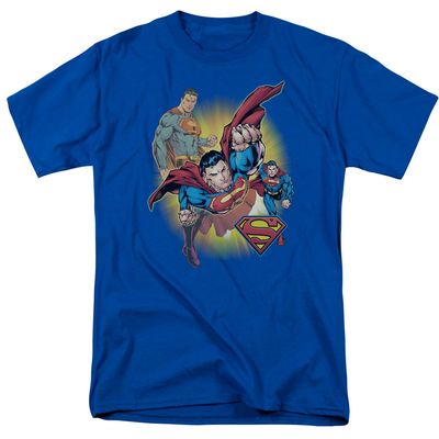 Justice League of America Superman Collage Mens T Shirt Royal Blue Retro Pop Classics