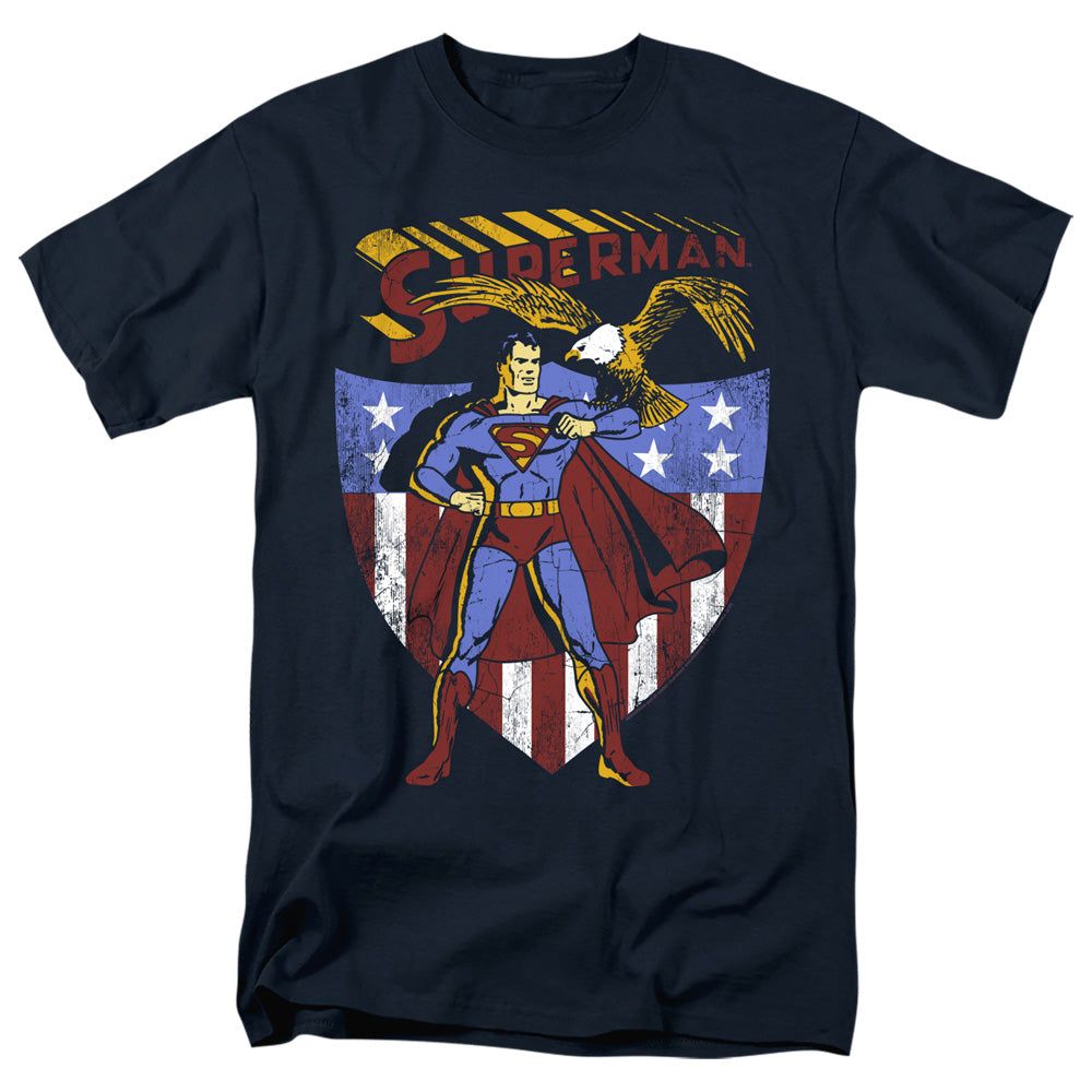 Superman All American Mens T Shirt Navy Retro Pop Classics
