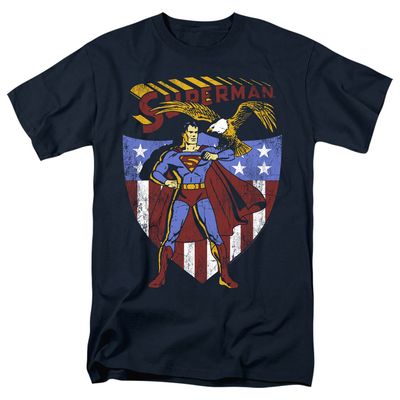 Superman All American Mens T Shirt Navy Retro Pop Classics