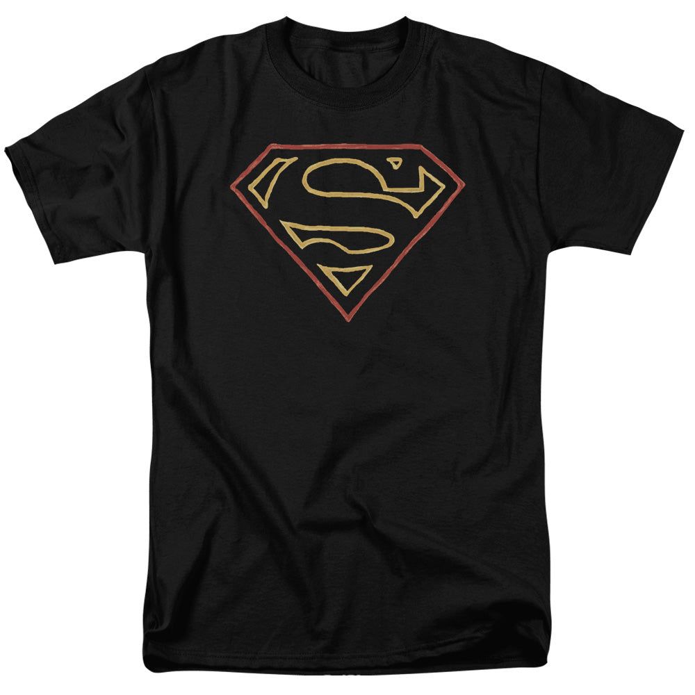 Superman Colored Shield Mens T Shirt Black Retro Pop Classics