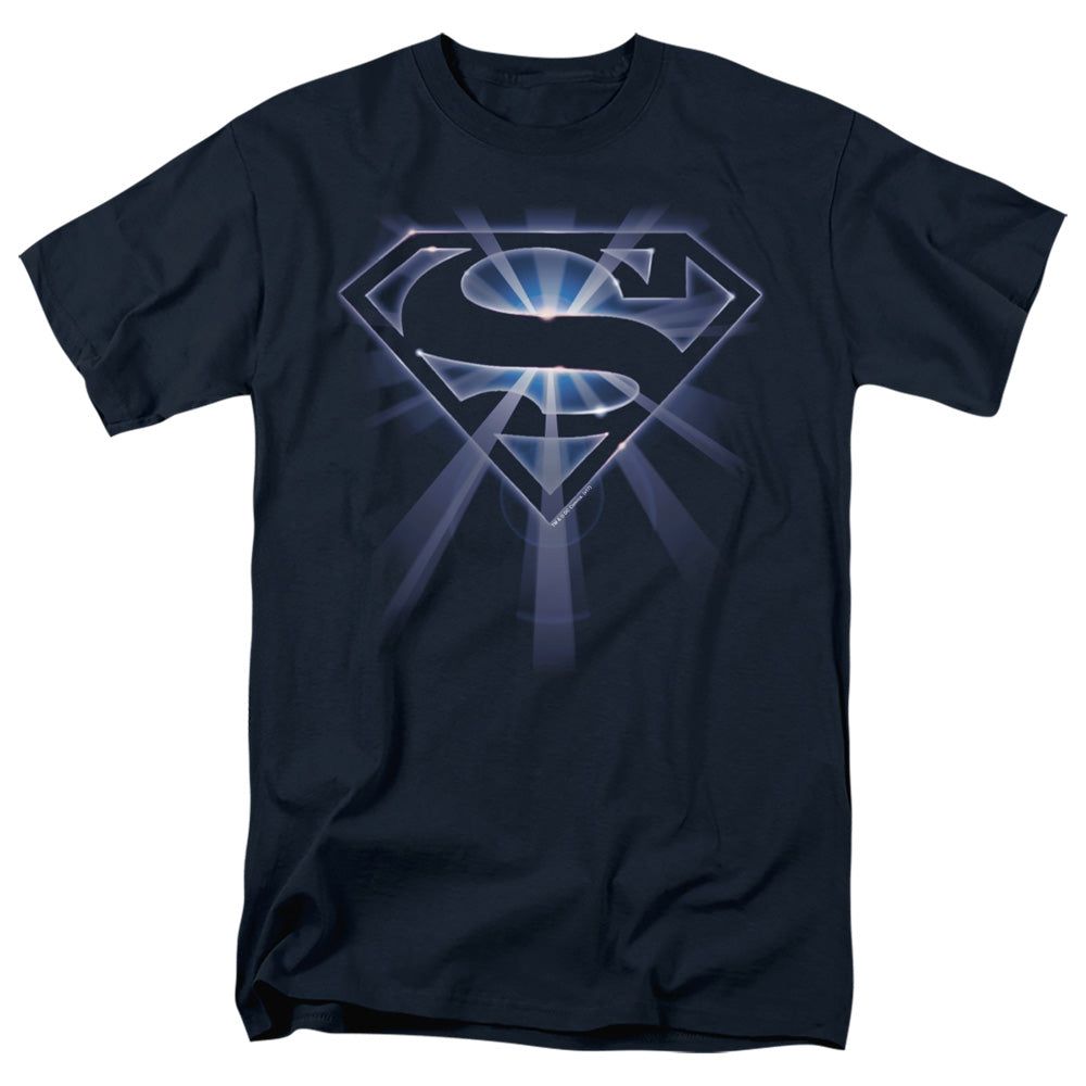 Superman Glowing Shield Mens T Shirt Navy Retro Pop Classics