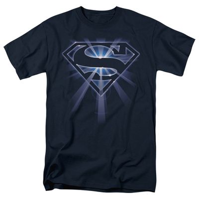 Superman Glowing Shield Mens T Shirt Navy Retro Pop Classics