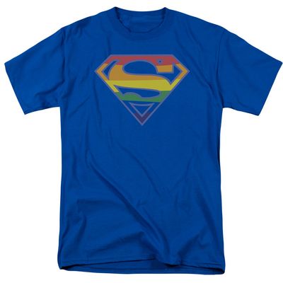 Superman Prismatic Shield Mens T Shirt Royal Blue Retro Pop Classics