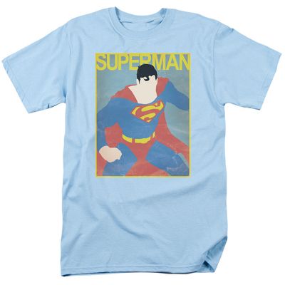 Superman Simple Poster Mens T Shirt Light Blue Retro Pop Classics