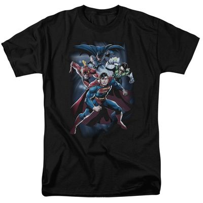 Justice League Coic Crew Mens T Shirt Black Retro Pop Classics