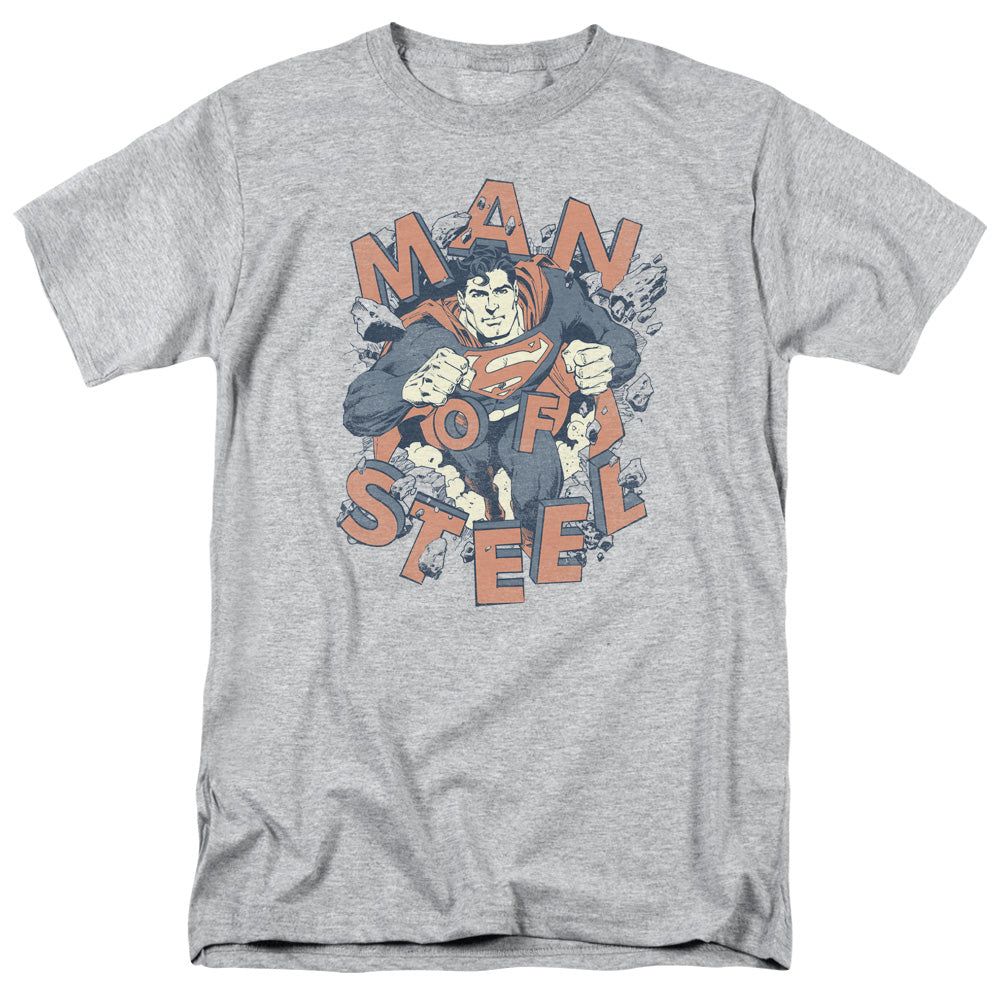 Superman Coming Through Mens T Shirt Athletic Heather Retro Pop Classics
