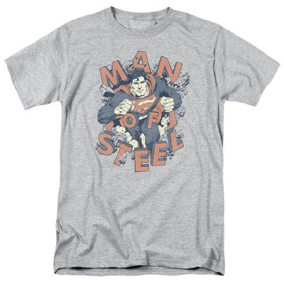 Superman Coming Through Mens T Shirt Athletic Heather Retro Pop Classics