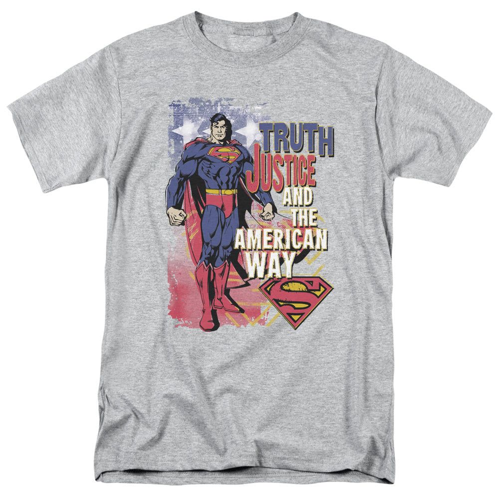 Superman Truth Justice Mens T Shirt Athletic Heather Retro Pop Classics