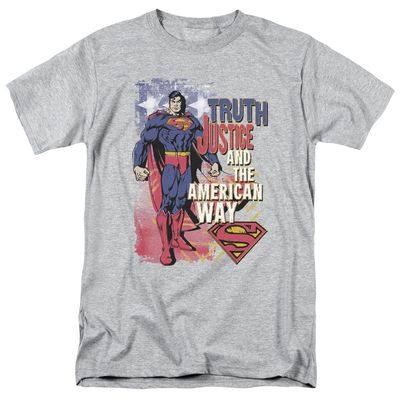 Superman Truth Justice Mens T Shirt Athletic Heather Retro Pop Classics
