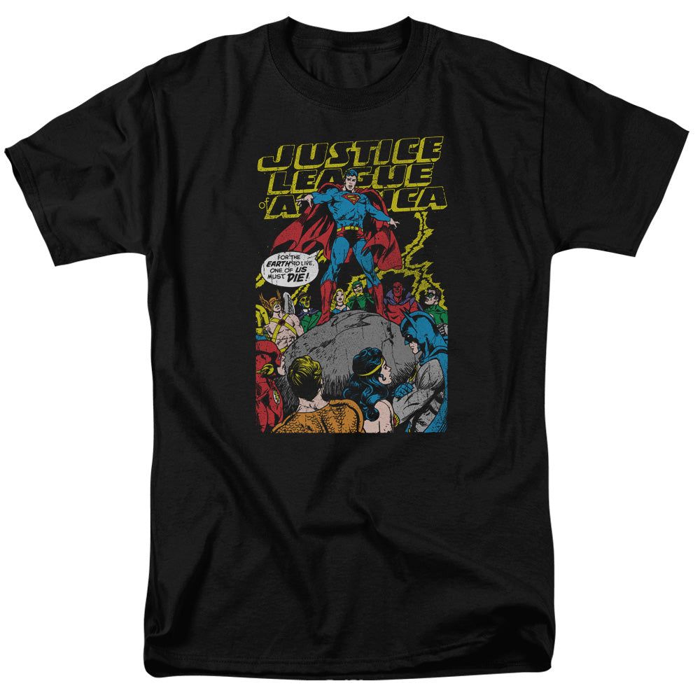 Justice League Ultimate Sacrifice Mens T Shirt Black Retro Pop Classics