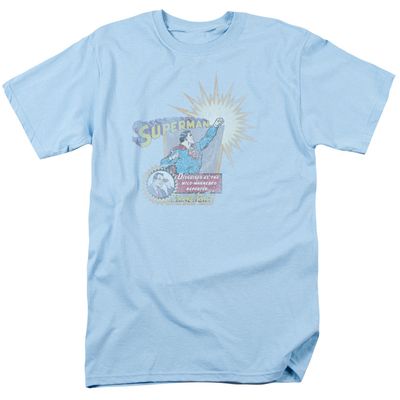 Superman Ingenious Disguise Mens T Shirt Light Blue Retro Pop Classics