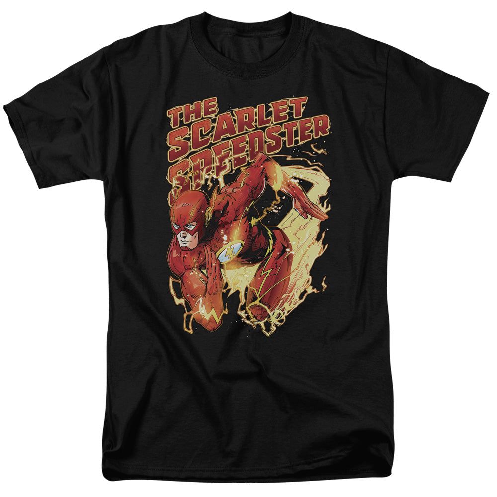 Justice League Scarlet Speedster Mens T Shirt Black Retro Pop Classics