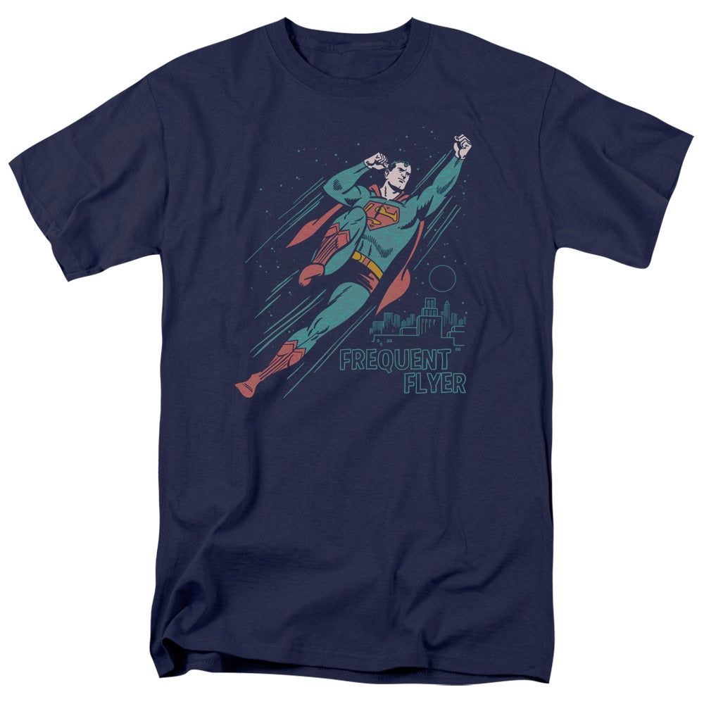 Superman Frequent Flyer Mens T Shirt Navy Retro Pop Classics