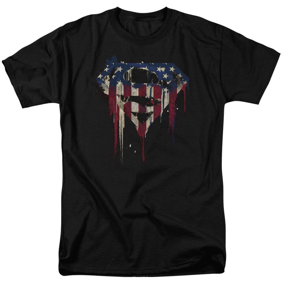 Superman Bleeding Shield Mens T Shirt Black Retro Pop Classics