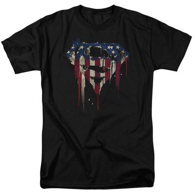 Superman Bleeding Shield Mens T Shirt Black Retro Pop Classics