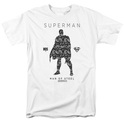 Superman Paisley Sihouette Mens T Shirt White Retro Pop Classics