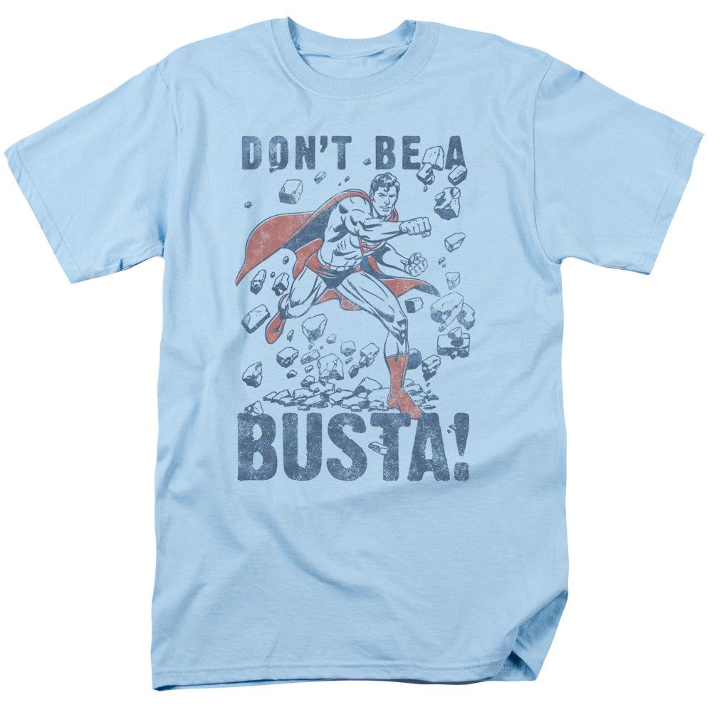 Superman Busta Mens T Shirt Light Blue Retro Pop Classics