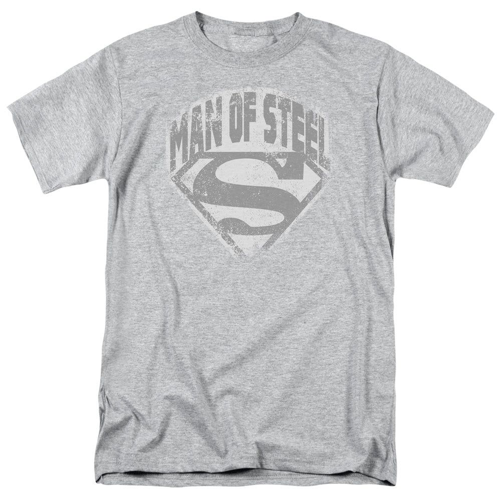 Superman Man Of Steel Shield Mens T Shirt Athletic Heather Retro Pop Classics