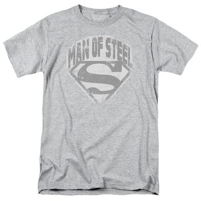 Superman Man Of Steel Shield Mens T Shirt Athletic Heather Retro Pop Classics