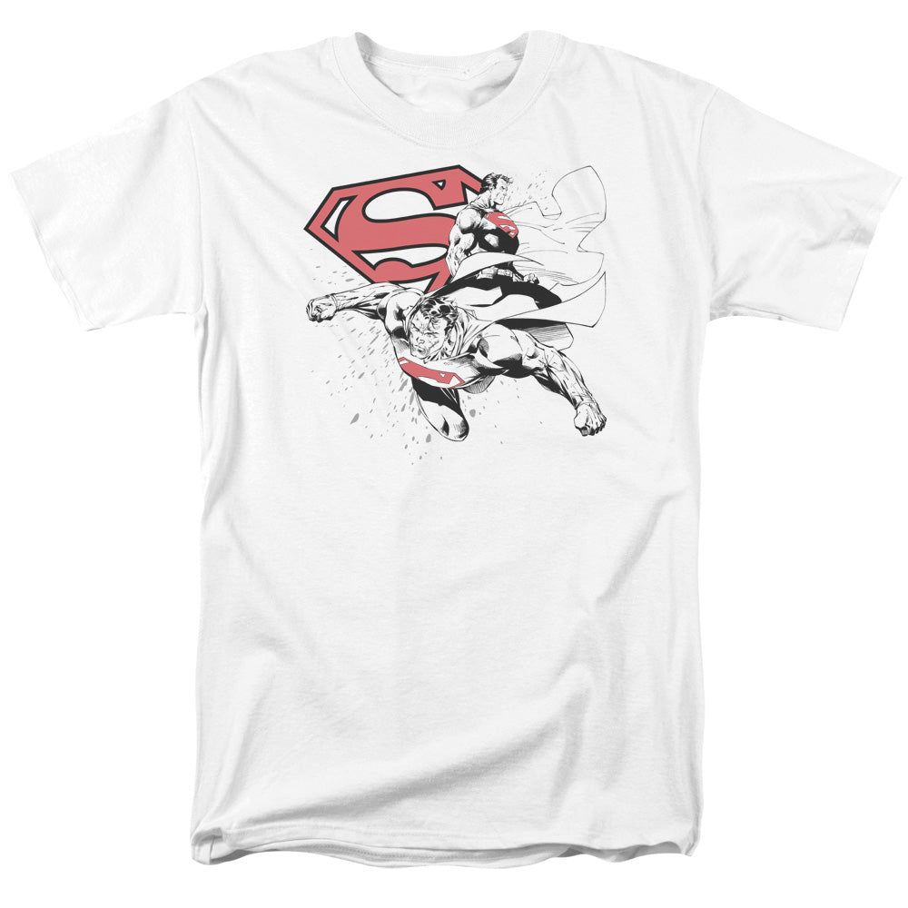 Superman Double The Power Mens T Shirt White Retro Pop Classics