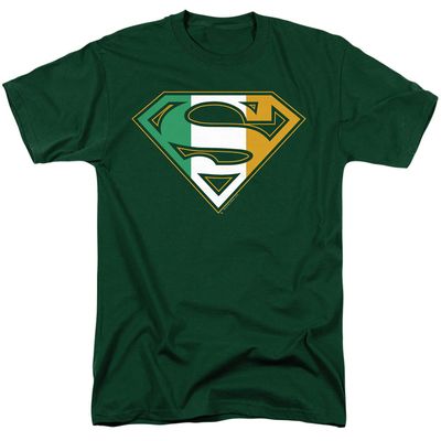Superman Irish Shield Mens T Shirt Hunter Green Retro Pop Classics