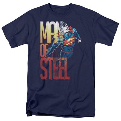 Superman Steel Flight Mens T Shirt Navy Retro Pop Classics