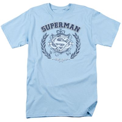 Superman Collegiate Crest Mens T Shirt Light Blue Retro Pop Classics