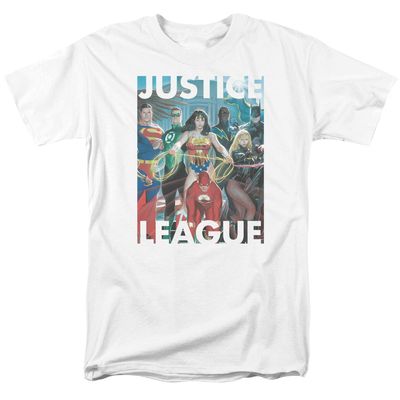 Justice League Hall of Justice Mens T Shirt White Retro Pop Classics