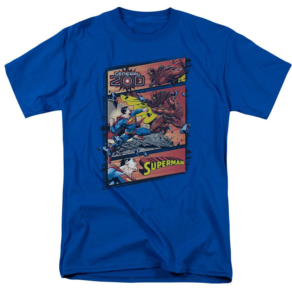 Superman Superman Vs Zod Mens T Shirt Royal Blue Retro Pop Classics