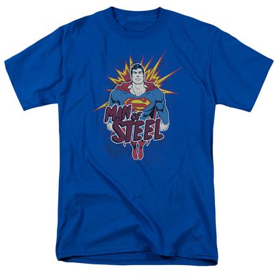 Superman Steel Pop Mens T Shirt Royal Blue Retro Pop Classics